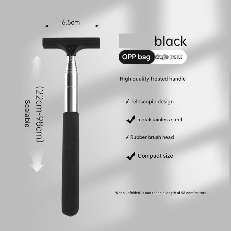 Black Telescopic Car Mirror Wiper - ABS & Stainless Steel - 98cm Extendable, Defog & Rain Removal, Compact Car Cleaning Tool, Universal Fit, Travel Friendly - Image 1