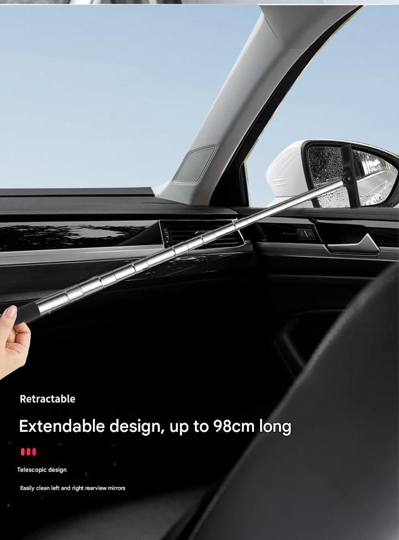 Pink Telescopic Car Mirror Wiper - ABS & Stainless Steel - 98cm Extendable, Defog & Rain Removal, Compact Car Cleaning Tool, Universal Fit, Travel Friendly - Image 4