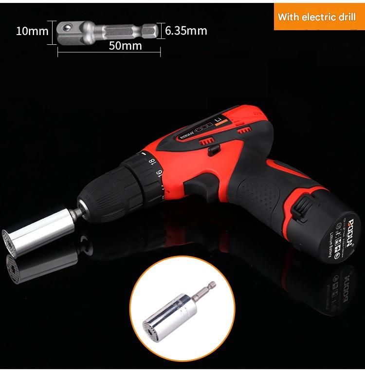 Silver Universal Socket Set 7-19mm - Steel Construction - Multi-function Magic Socket, Colorful Design, Lightweight 130g, Compatible with Power Drills, Versatile Tool for Home & Auto Repair - Image 8