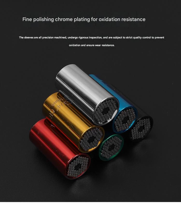 Yellow Universal Socket Set 7-19mm - Steel Construction - Multi-function Magic Socket, Colorful Design, Lightweight 130g, Compatible with Power Drills, Versatile Tool for Home & Auto Repair - Image 7