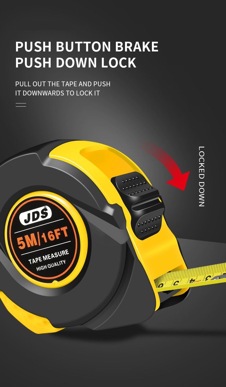5M Heavy Duty Steel Tape Measure -  Metric & Imperial Dual Scale - High Carbon Steel Blade, Anti-Slip ABS+TPR Casing, Push-Button Lock, Wear-Resistant for Construction & DIY - Image 4