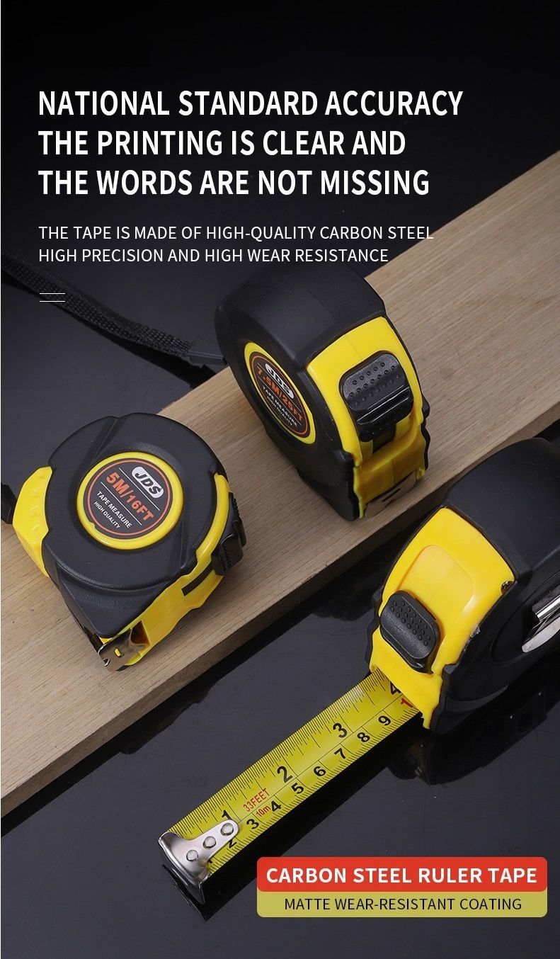 5M Heavy Duty Steel Tape Measure -  Metric & Imperial Dual Scale - High Carbon Steel Blade, Anti-Slip ABS+TPR Casing, Push-Button Lock, Wear-Resistant for Construction & DIY - Image 6