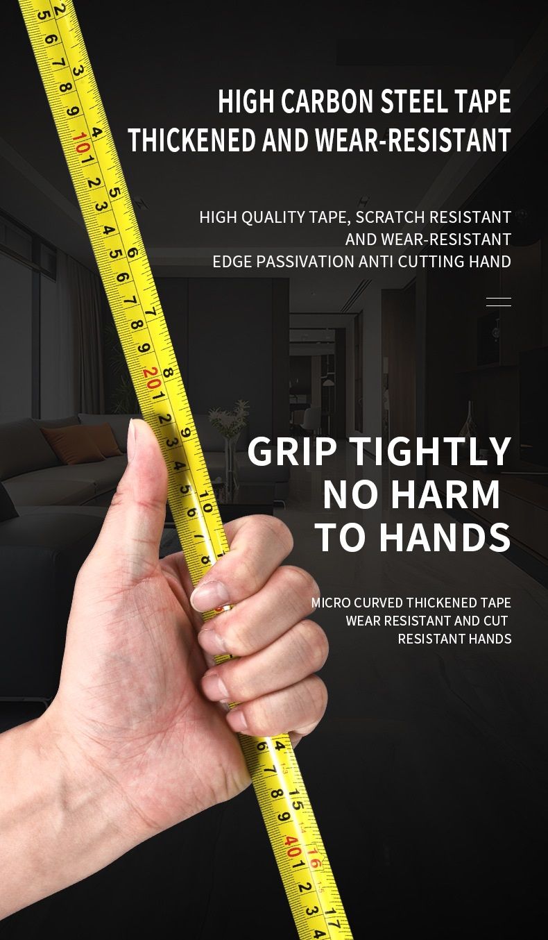 7.5M Heavy Duty Steel Tape Measure -  Metric & Imperial Dual Scale - High Carbon Steel Blade, Anti-Slip ABS+TPR Casing, Push-Button Lock, Wear-Resistant for Construction & DIY - Image 7