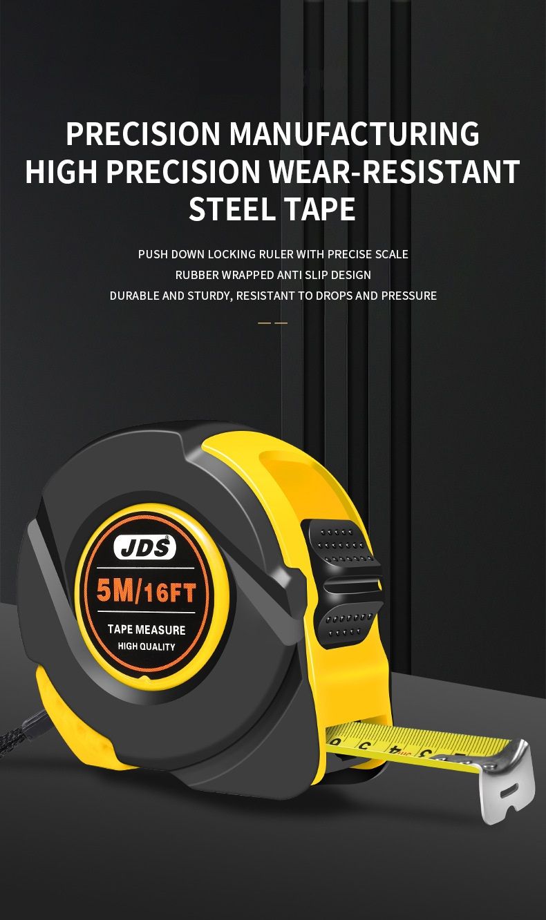 10M Heavy Duty Steel Tape Measure -  Metric & Imperial Dual Scale - High Carbon Steel Blade, Anti-Slip ABS+TPR Casing, Push-Button Lock, Wear-Resistant for Construction & DIY - Image 2
