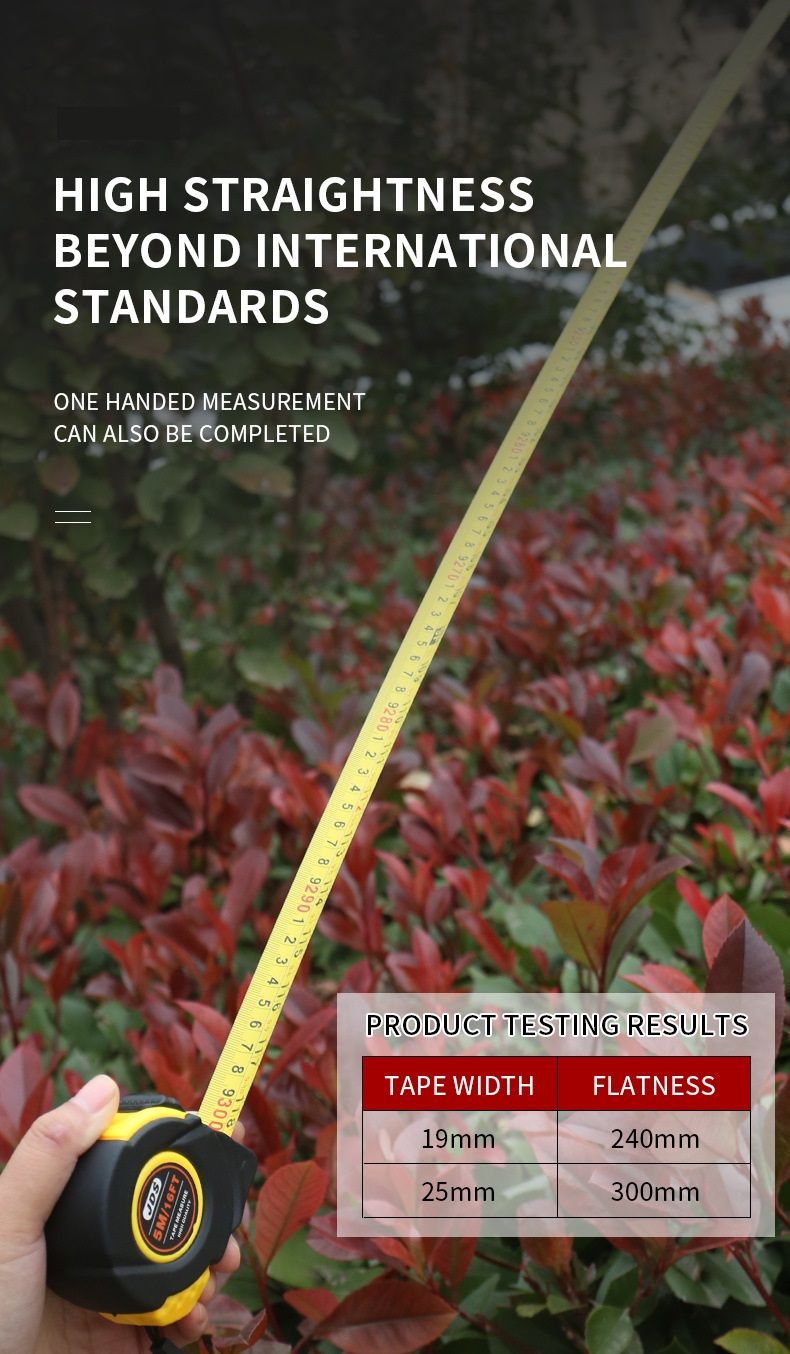 10M Heavy Duty Steel Tape Measure -  Metric & Imperial Dual Scale - High Carbon Steel Blade, Anti-Slip ABS+TPR Casing, Push-Button Lock, Wear-Resistant for Construction & DIY - Image 8