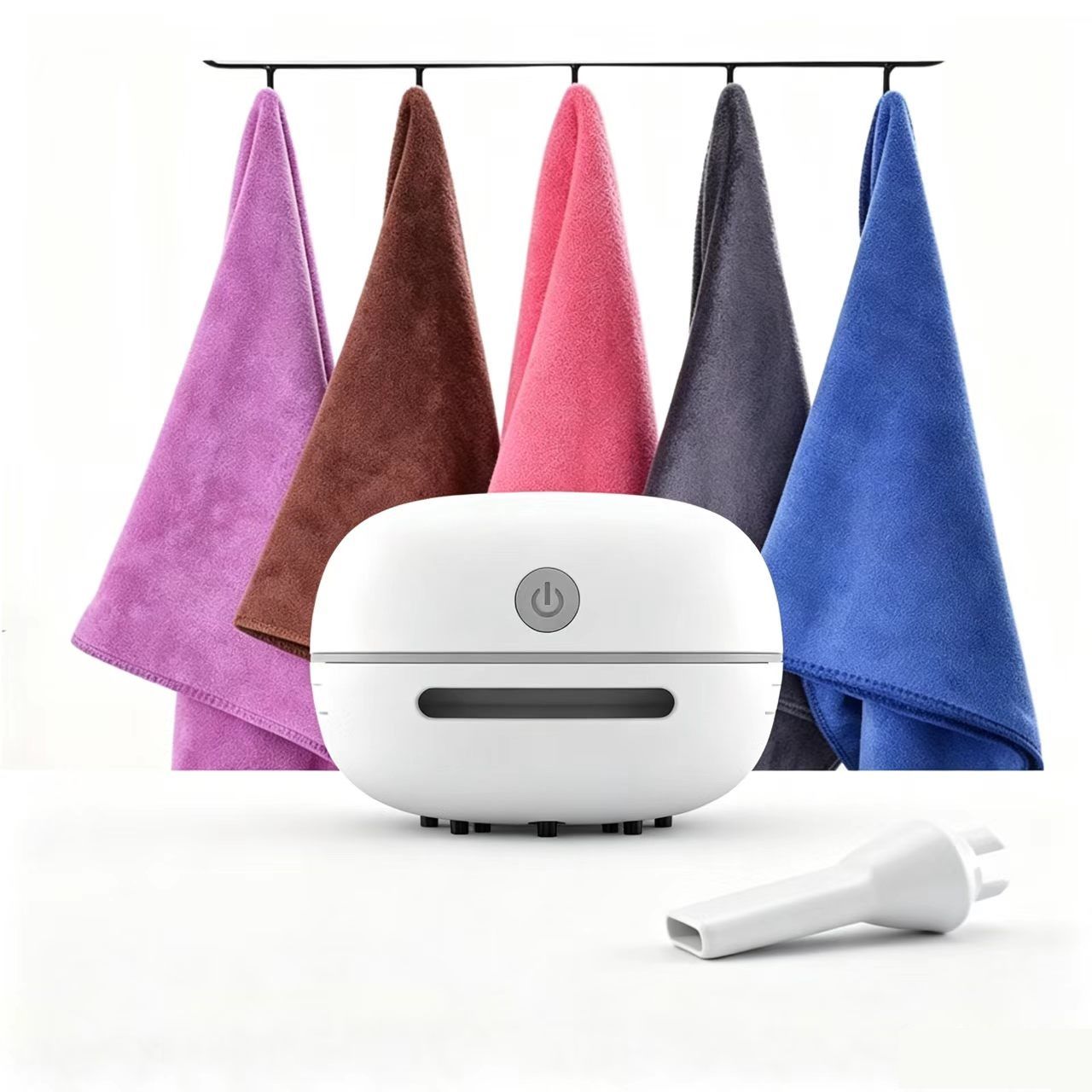 6-Piece Home Cleaning Kit - White Rechargeable Mini Desktop Vacuum Cleaner with 5 Reusable Microfiber Towels - USB Powered, Strong Suction, Lint-Free & Super Absorbent for Kitchen, Car, Office & Pet Hair - Image 1