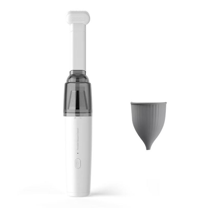 White Mini Portable Car Vacuum Cleaner - 120W Strong Suction, Handheld Wireless, Lightweight 300g, Wet and Dry Use, for Car Interior, Home, Office, and Travel - Image 1