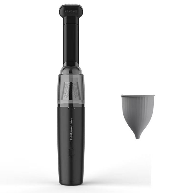 Black Mini Portable Car Vacuum Cleaner - 120W Strong Suction, Handheld Wireless, Lightweight 300g, Wet and Dry Use, for Car Interior, Home, Office, and Travel - Image 1