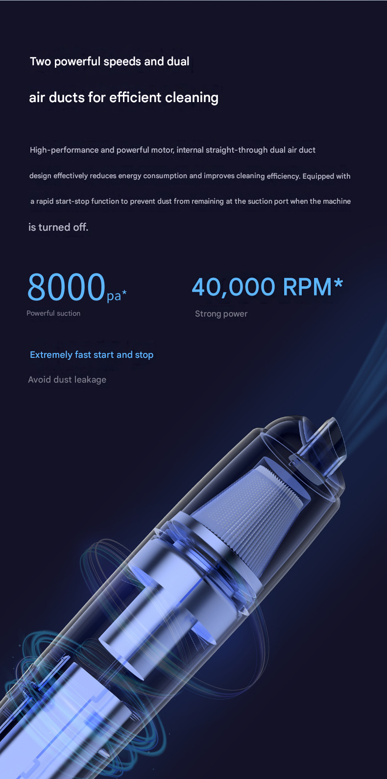 Black Mini Portable Car Vacuum Cleaner - 120W Strong Suction, Handheld Wireless, Lightweight 300g, Wet and Dry Use, for Car Interior, Home, Office, and Travel - Image 5