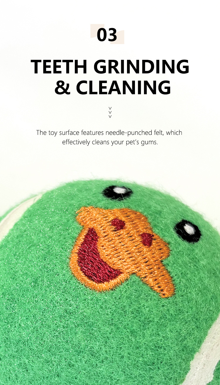 3-Piece Set High Elastic Pet Tennis Toy - Chew-Resistant Dog Ball with Plush Animal Designs for Interactive Play, Teeth Grinding & Dental Cleaning, Synthetic Fiber & Rubber, 80g Lightweight, Ideal for Small to Large Dogs-Designs: Duck and  Owl and  Pengui - Image 6