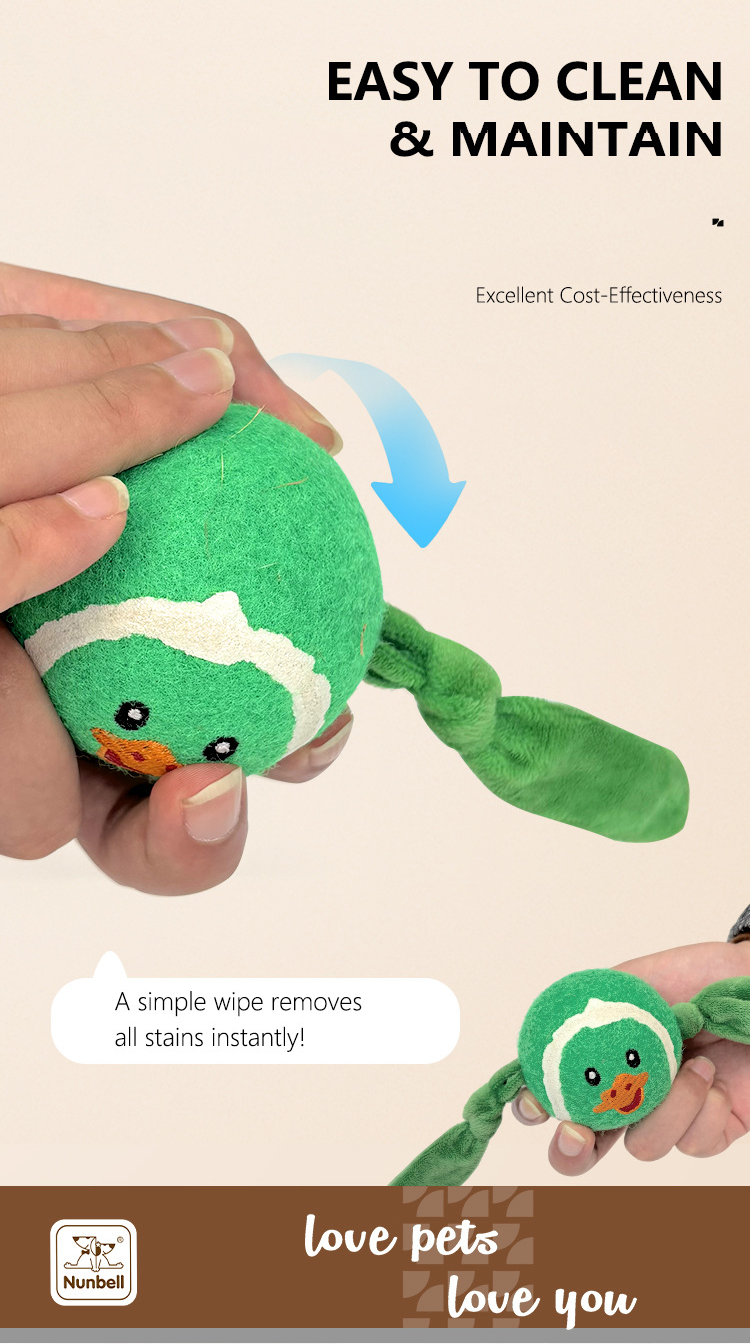 3-Piece Set High Elastic Pet Tennis Toy - Chew-Resistant Dog Ball with Plush Animal Designs for Interactive Play, Teeth Grinding & Dental Cleaning, Synthetic Fiber & Rubber, 80g Lightweight, Ideal for Small to Large Dogs-Designs: Duck and  Owl and  Pengui - Image 8