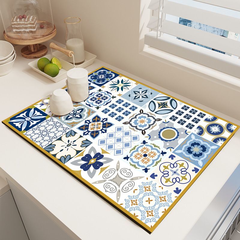 Diatom Mud Kitchen Counter Mat - Quick Dry Absorbent Non-Slip Draining Pad for Sink Benchtop 50cm x 80cm(Watching the ice flowers in winter) - Image 1