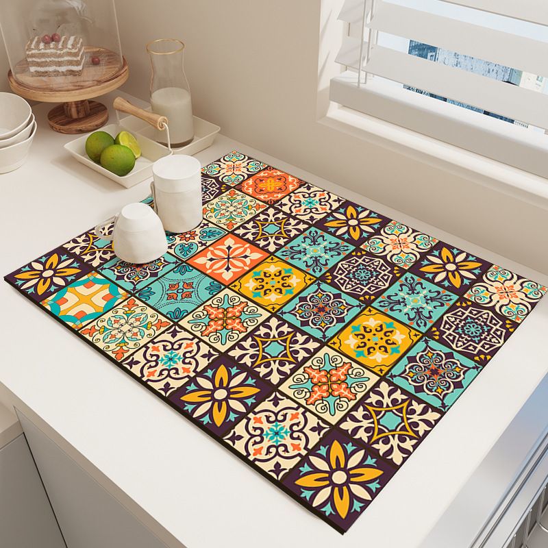 Diatom Mud Kitchen Counter Mat - Quick Dry Absorbent Non-Slip Draining Pad for Sink Benchtop 50cm x 80cm(Shadows on the Lattice Window) - Image 1