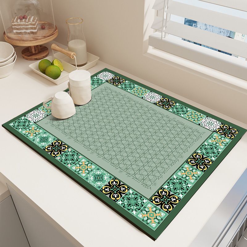 Diatom Mud Kitchen Counter Mat - Quick Dry Absorbent Non-Slip Draining Pad for Sink Benchtop 50cm x 80cm(Moss-covered stone steps) - Image 1
