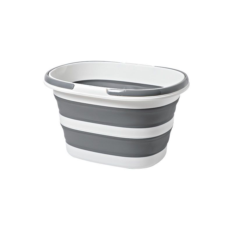 Grey Foldable Collapsible Bucket - 16L Portable Space Saving Basin for Laundry Cleaning Outdoor Use - Image 1