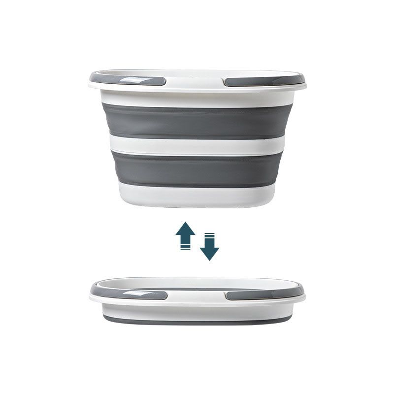 Grey Foldable Collapsible Bucket - 16L Portable Space Saving Basin for Laundry Cleaning Outdoor Use - Image 2