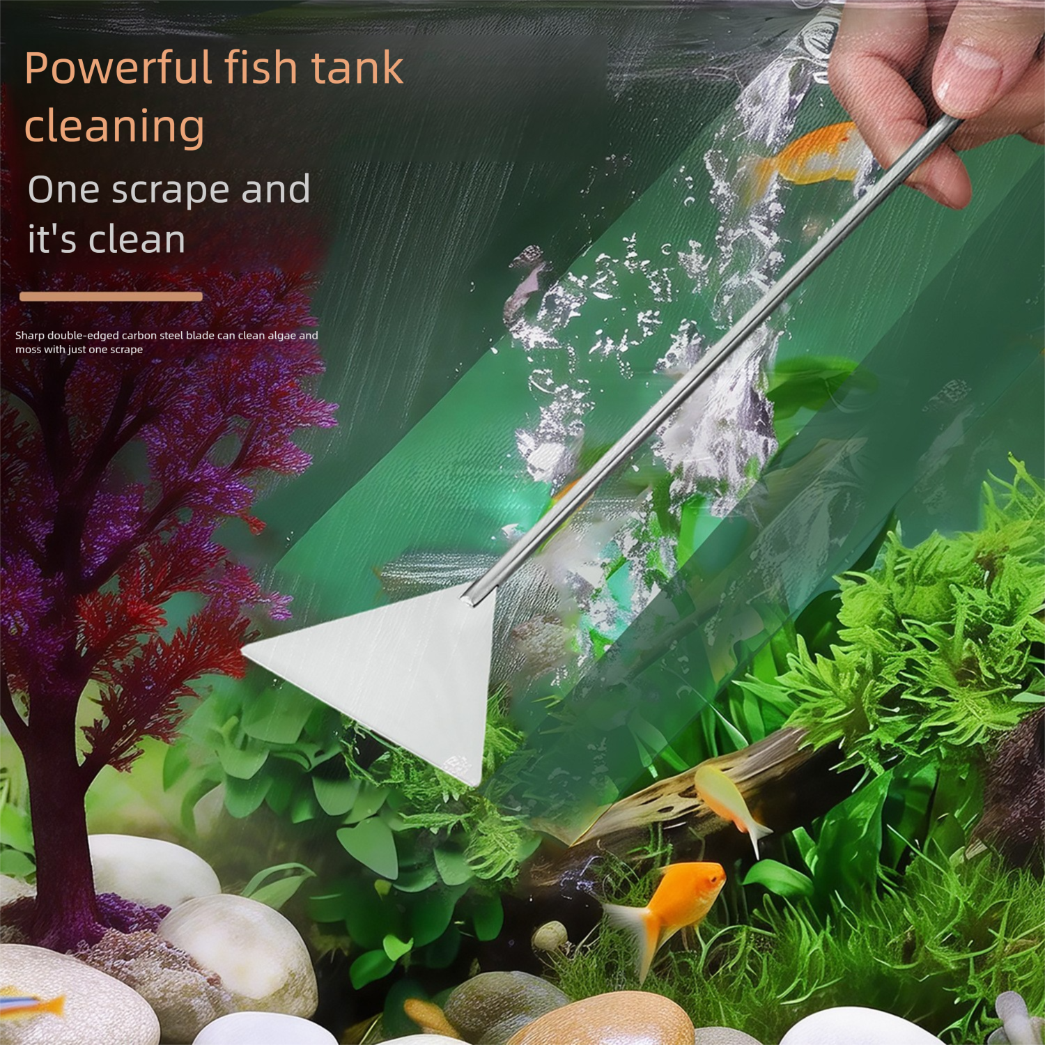 Black Stainless Steel Aquarium Cleaning Tool Kit - 5 Piece Fish Tank Maintenance Set with Tweezers Scissors Algae Scraper Spatula - Image 6