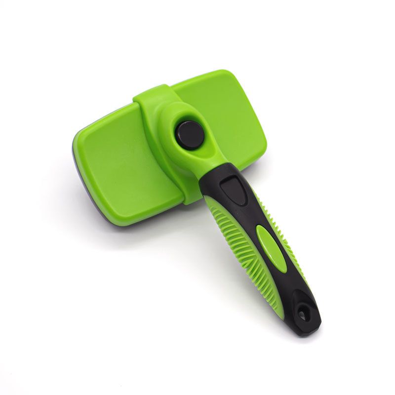 Green Pet Grooming Brush - Large Self-Cleaning Deshedding Tool for Cats and Dogs - Image 1