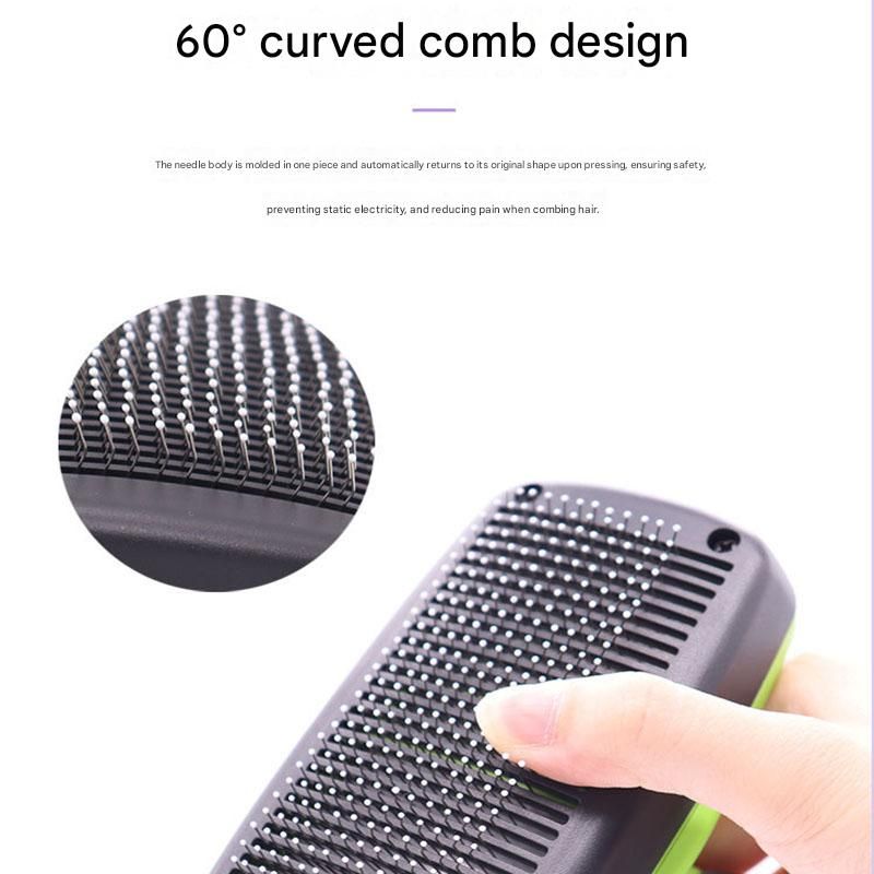 Green Pet Grooming Brush - Large Self-Cleaning Deshedding Tool for Cats and Dogs - Image 3