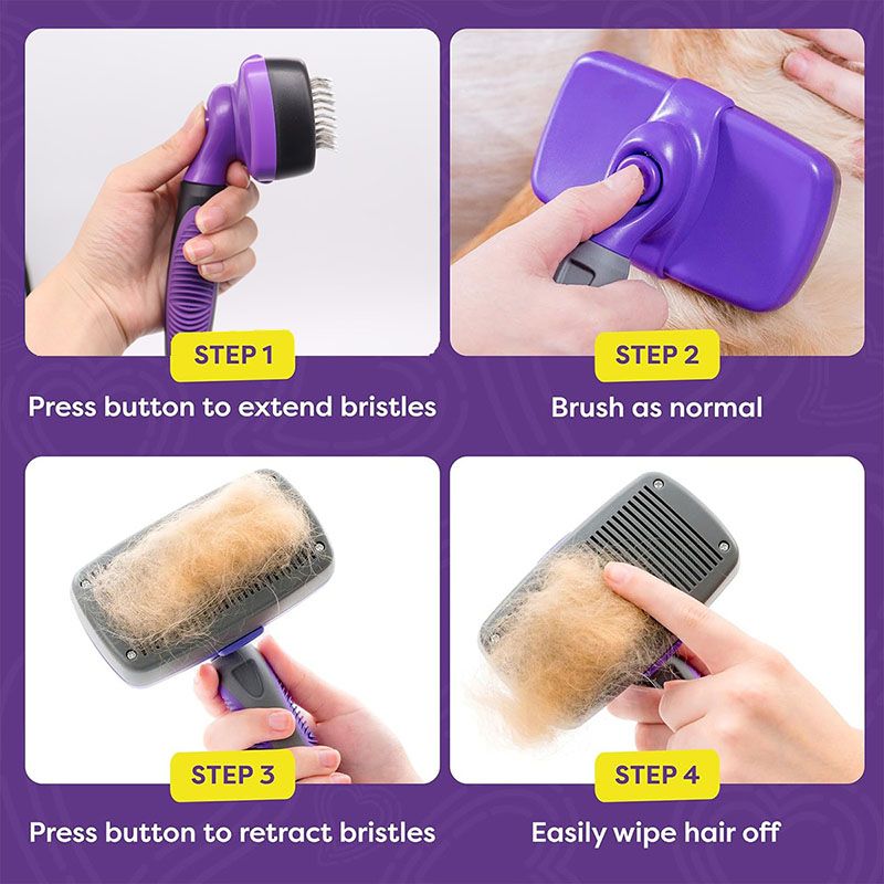 Green Pet Grooming Brush - Large Self-Cleaning Deshedding Tool for Cats and Dogs - Image 5