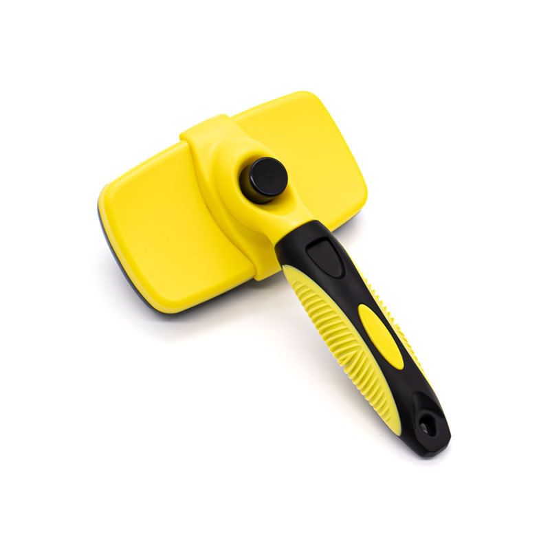 Yellow Pet Grooming Brush - Large Self-Cleaning Deshedding Tool for Cats and Dogs - Image 1