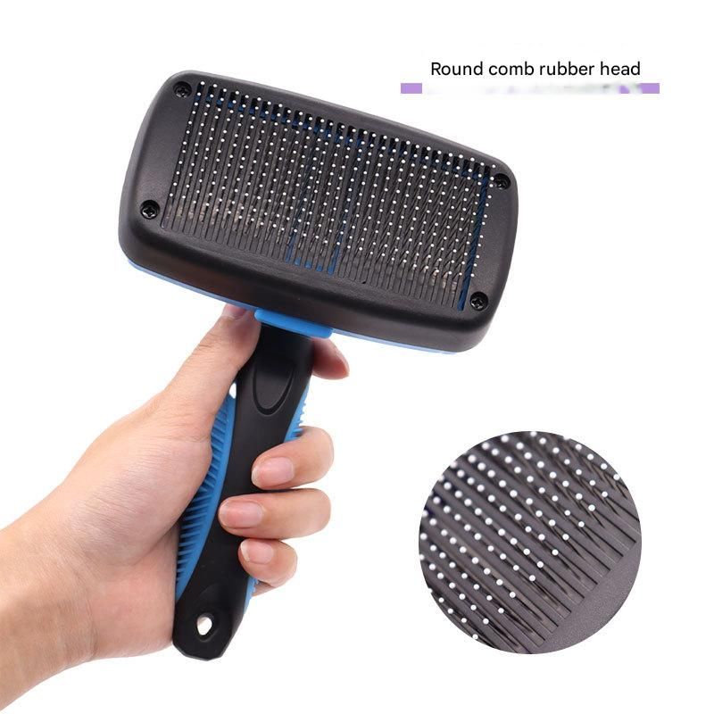 Yellow Pet Grooming Brush - Large Self-Cleaning Deshedding Tool for Cats and Dogs - Image 2