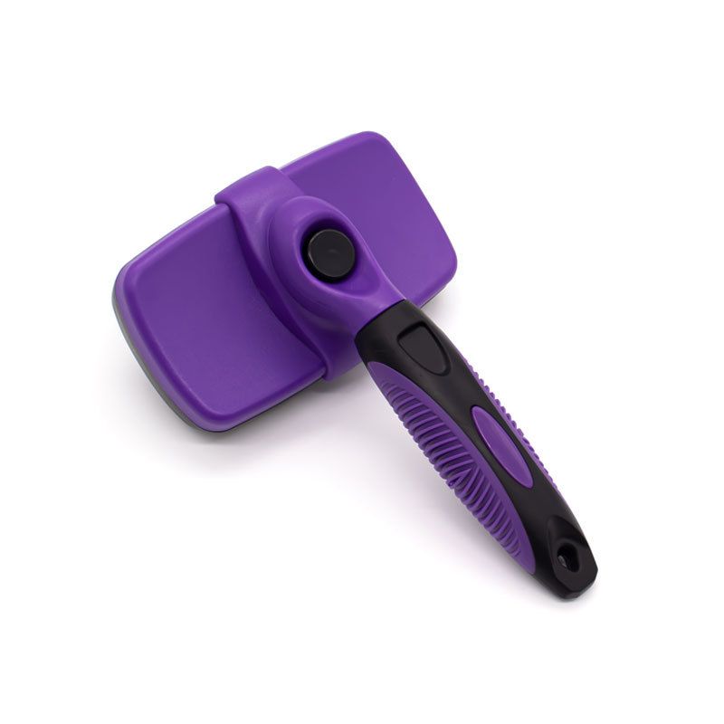 Purple Pet Grooming Brush - Large Self-Cleaning Deshedding Tool for Cats and Dogs - Image 1