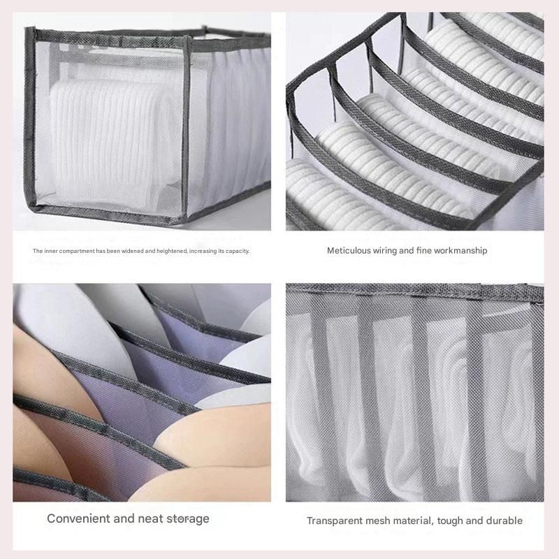 White Drawer Underwear Organiser Set - 3 Piece Mesh Storage Boxes for Bras Underwear Socks - Image 3