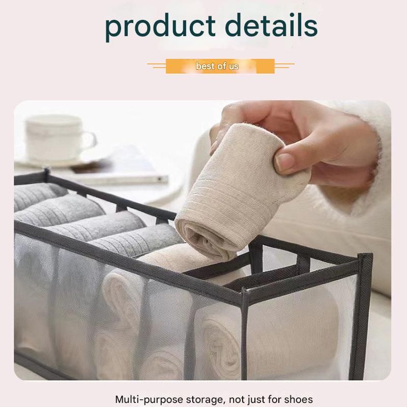 Grey Drawer Underwear Organiser Set - 3 Piece Mesh Storage Boxes for Bras Underwear Socks - Image 2