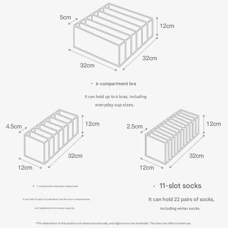Grey Drawer Underwear Organiser Set - 3 Piece Mesh Storage Boxes for Bras Underwear Socks - Image 4