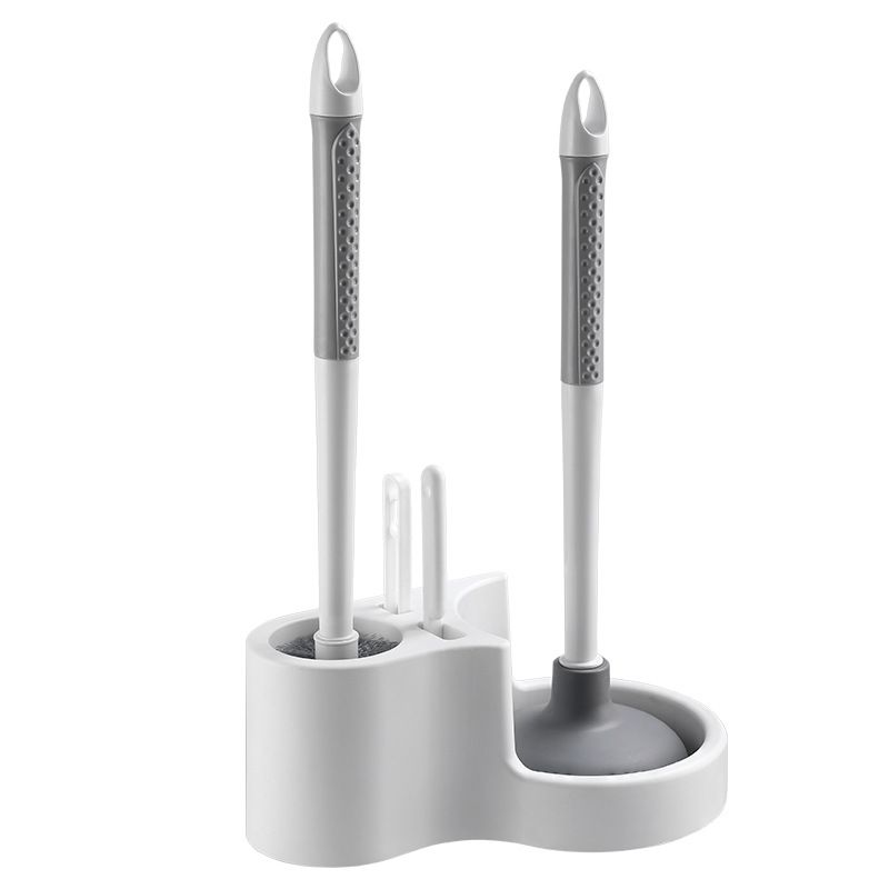 Toilet Cleaning Tool Set - 4 in 1 Bathroom Plunger and Brush Kit with Wall Mount Holder - Image 1