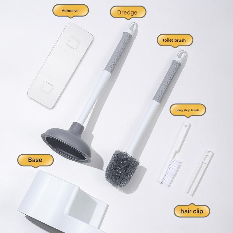 Toilet Cleaning Tool Set - 4 in 1 Bathroom Plunger and Brush Kit with Wall Mount Holder - Image 3