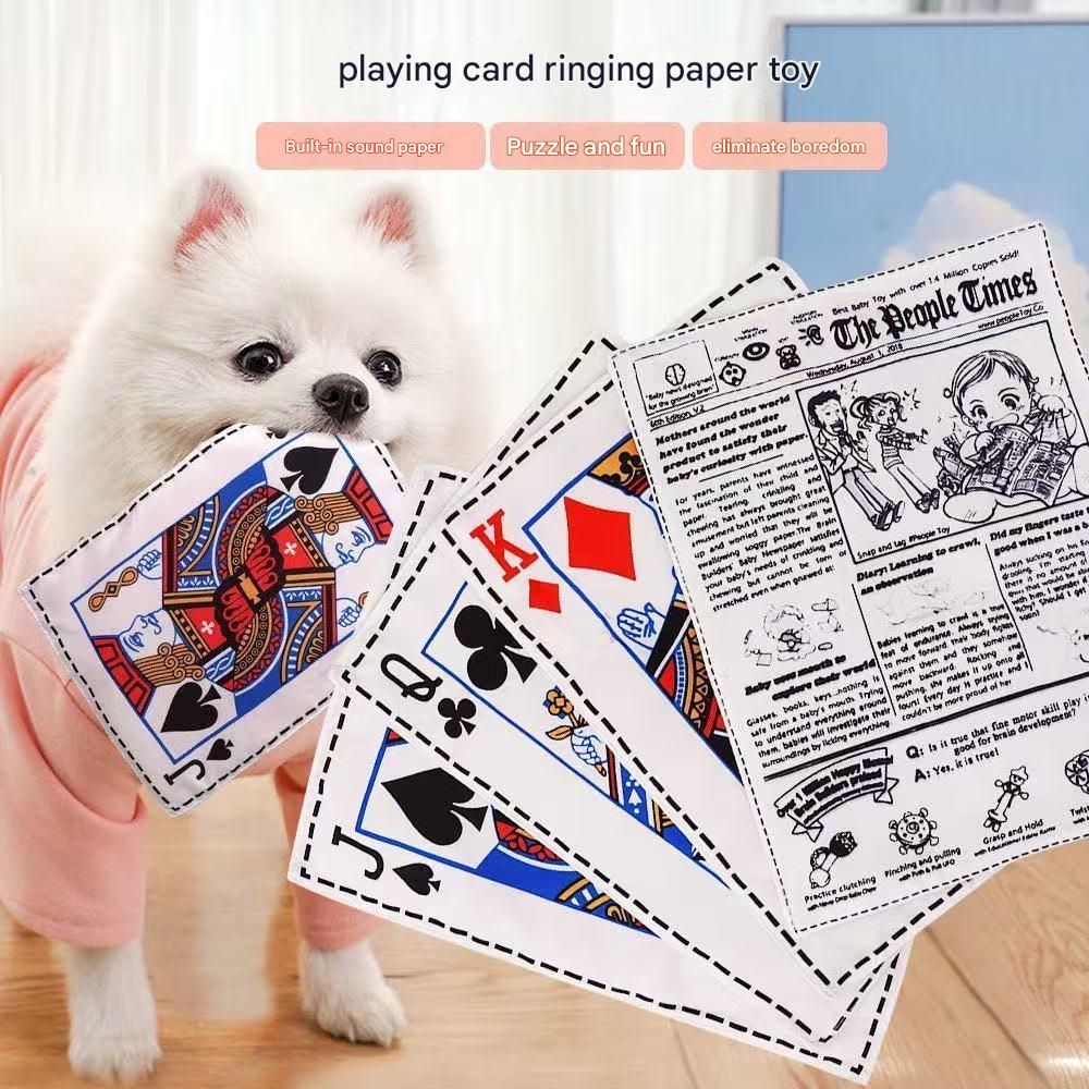 Dog Chew Toy Set - 10 Piece Playing Card Crinkle Sound Toys for Dogs(Q) - Image 2