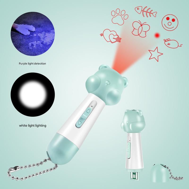 Blue Bear Laser Cat Toy Set - 2 Piece USB Rechargeable Multi Pattern Laser Pointer with UV and White Light for Cats - Image 1