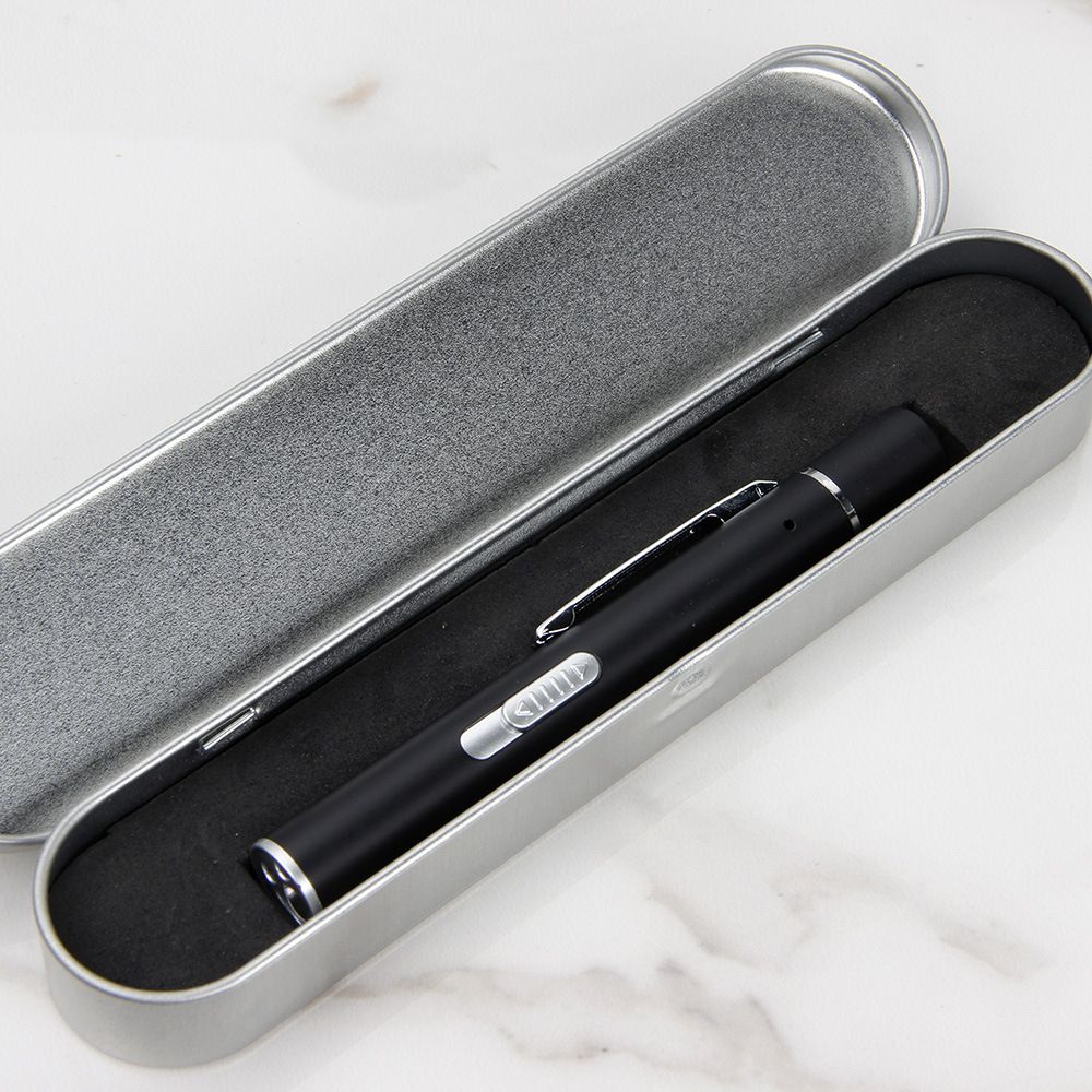 Black Metal Laser Cat Toy Pen Set - 2 Piece USB Rechargeable 3-in-1 Laser Pointer with UV Light and LED Torch in Gift Tin Box - Image 1