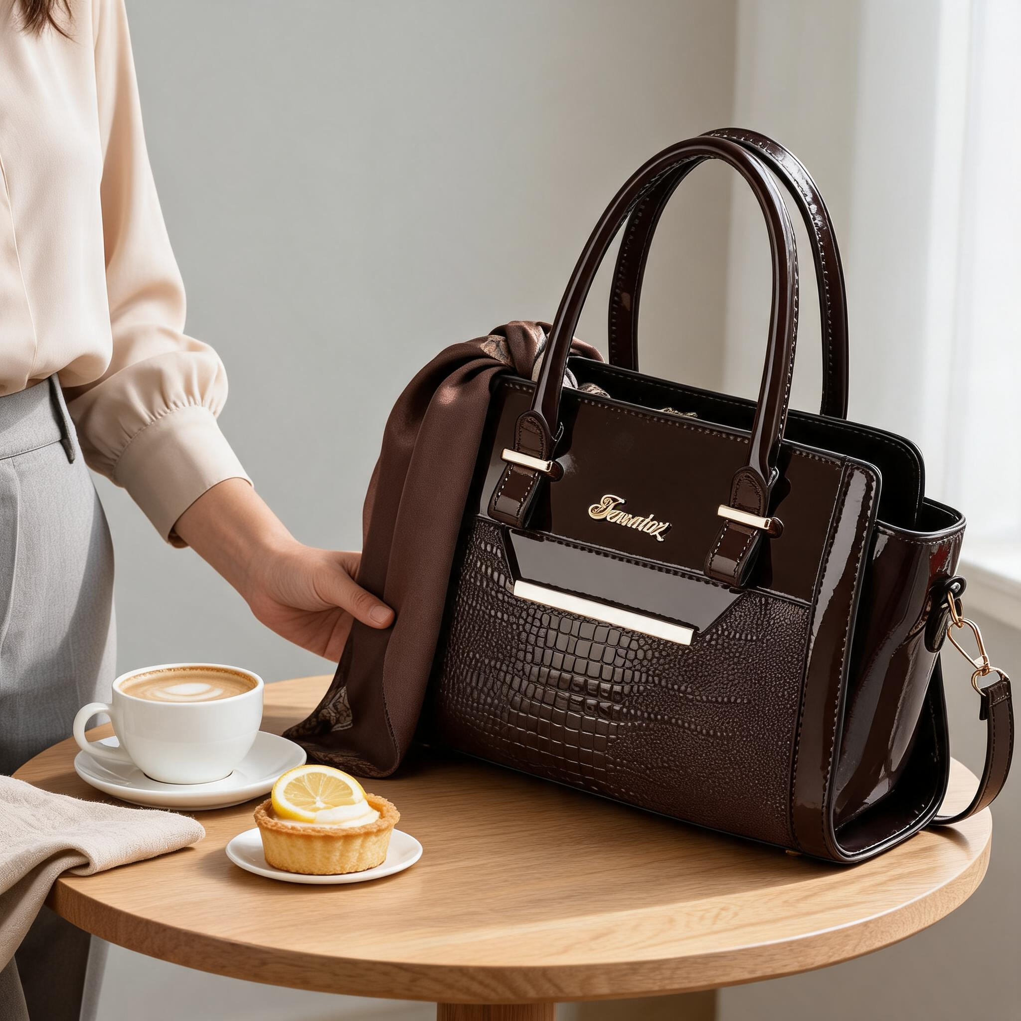 Black Women's Handbag Set - Large Capacity 2 Piece Shoulder Bag with Matching Wallet - Image 5