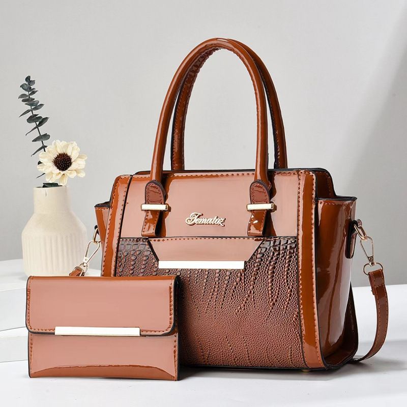 Earthy brown Women's Handbag Set - Large Capacity 2 Piece Shoulder Bag with Matching Wallet - Image 1
