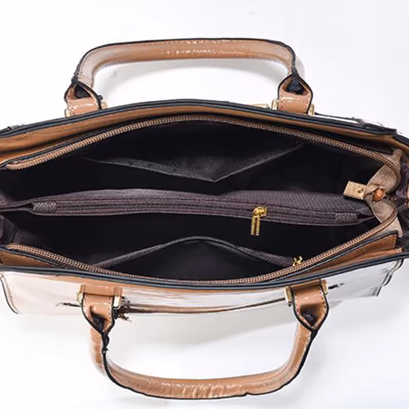 Khaki Women's Handbag Set - Large Capacity 2 Piece Shoulder Bag with Matching Wallet - Image 2