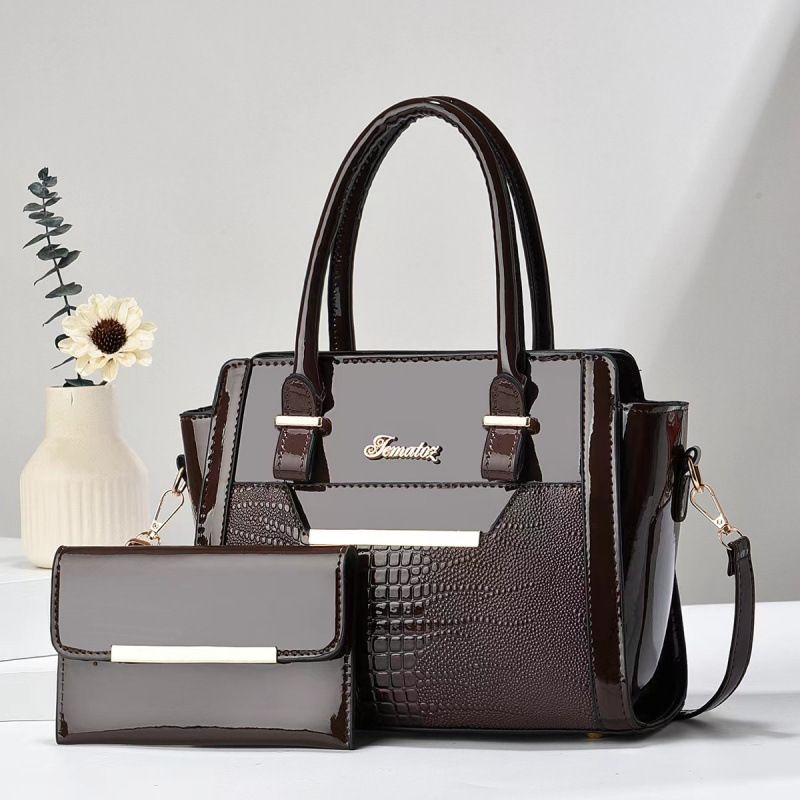 Coffee color Women's Handbag Set - Large Capacity 2 Piece Shoulder Bag with Matching Wallet - Image 1