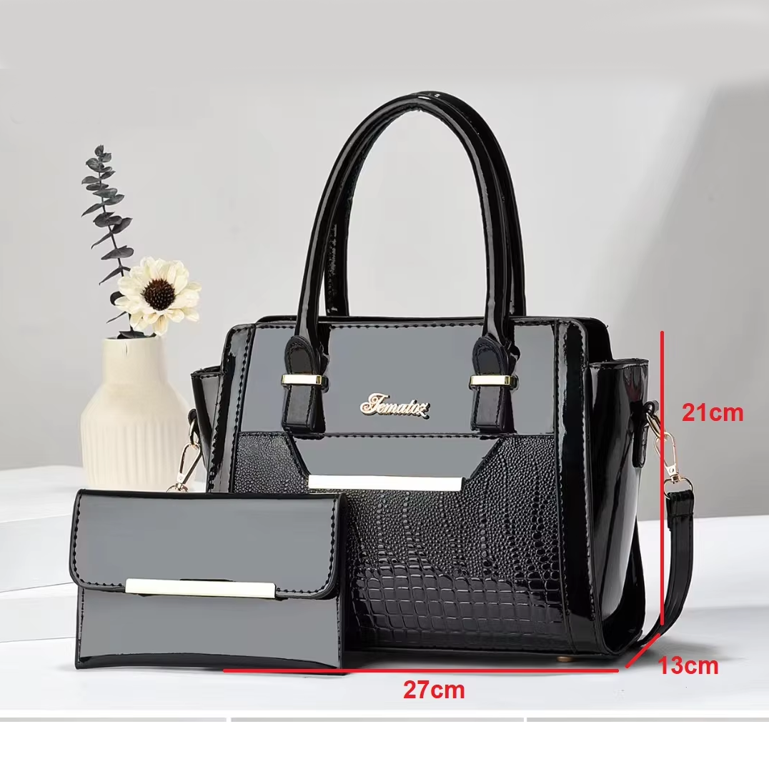 Coffee color Women's Handbag Set - Large Capacity 2 Piece Shoulder Bag with Matching Wallet - Image 4