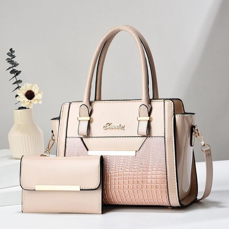 Mint pink Women's Handbag Set - Large Capacity 2 Piece Shoulder Bag with Matching Wallet - Image 1