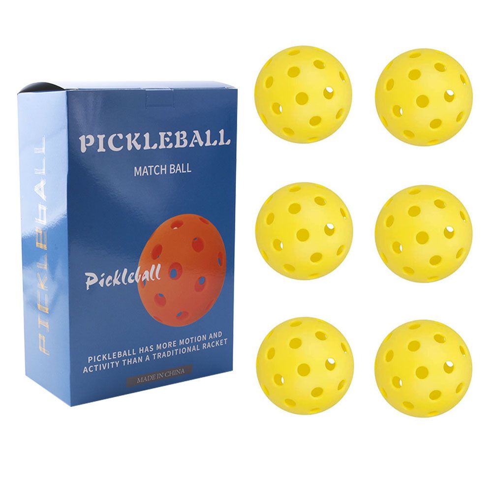 Yellow Pickleball Balls Set - 6 Piece 40 Hole Outdoor Indoor Pickleball Match Balls - Image 1