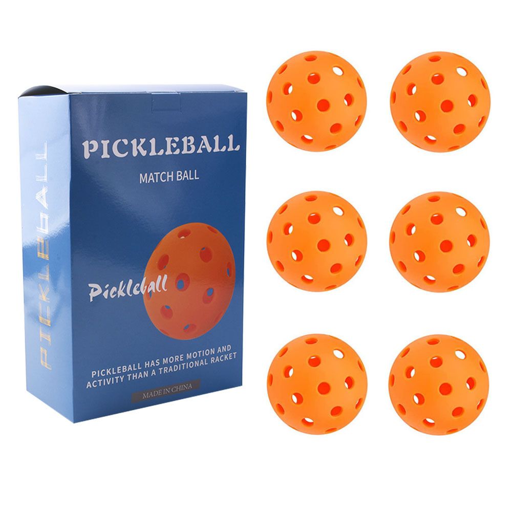 Orange Pickleball Balls Set - 6 Piece 40 Hole Outdoor Indoor Pickleball Match Balls - Image 1