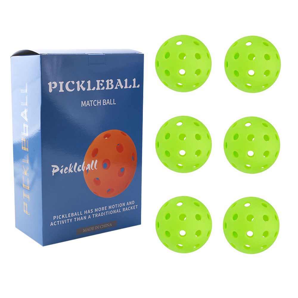Green Pickleball Balls Set - 6 Piece 40 Hole Outdoor Indoor Pickleball Match Balls - Image 1