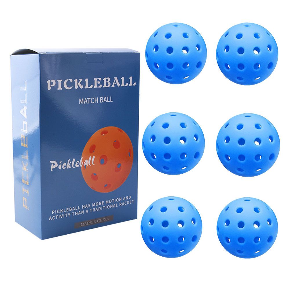 Blue Pickleball Balls Set - 6 Piece 40 Hole Outdoor Indoor Pickleball Match Balls - Image 1
