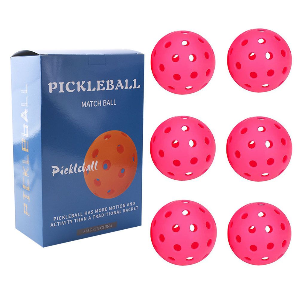 Rose red Pickleball Balls Set - 6 Piece 40 Hole Outdoor Indoor Pickleball Match Balls - Image 1