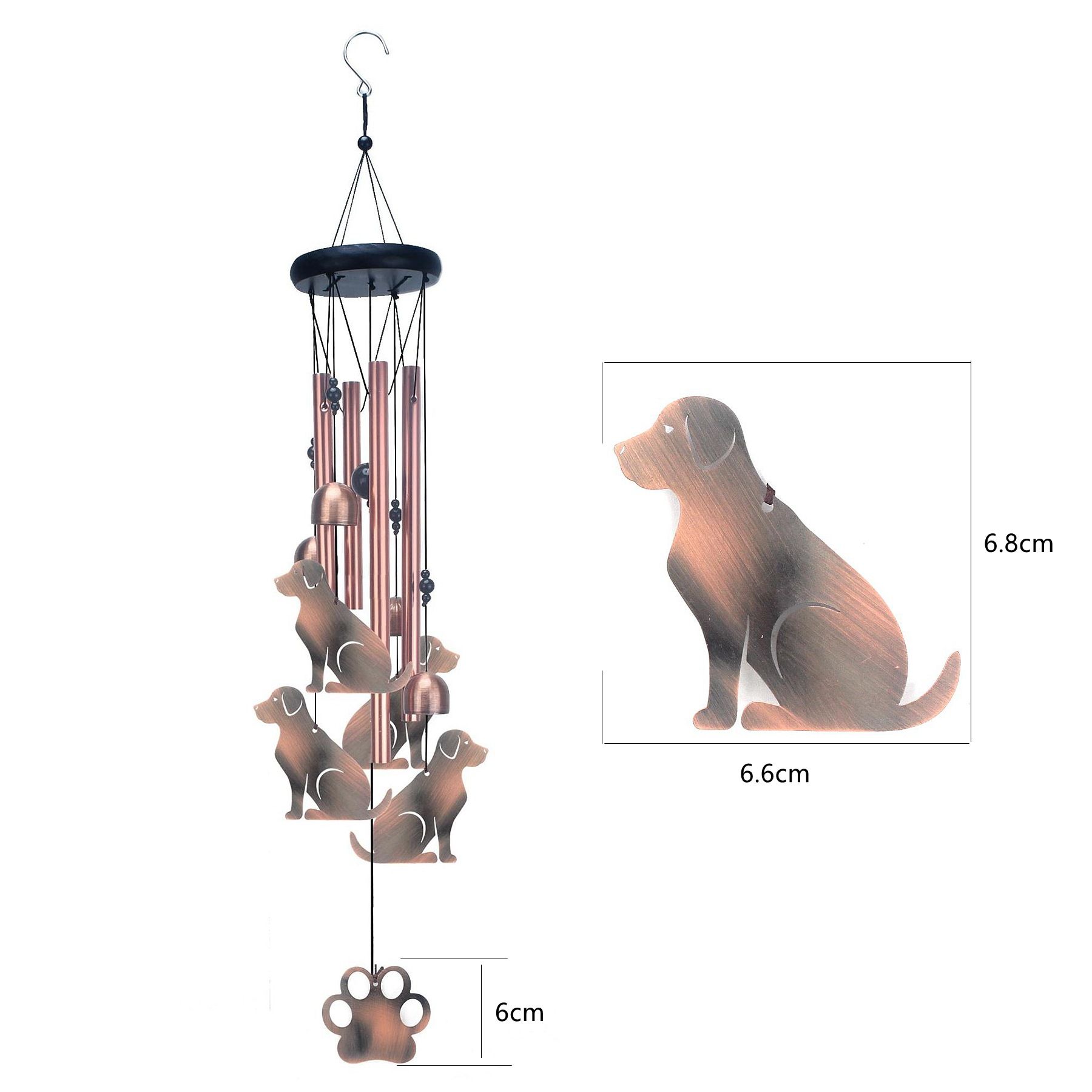 Dog Metal Wind Chime - Adjustable Garden Decorative Bell with Animal Silhouettes and Paw Print(W4301) - Image 1
