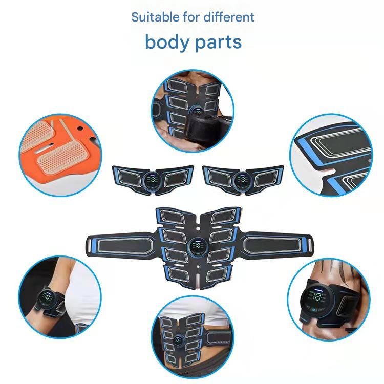 Blue EMS Muscle Stimulator Belt Set - Rechargeable Abdominal Toning Trainer with Multiple Pads and Modes - Image 3
