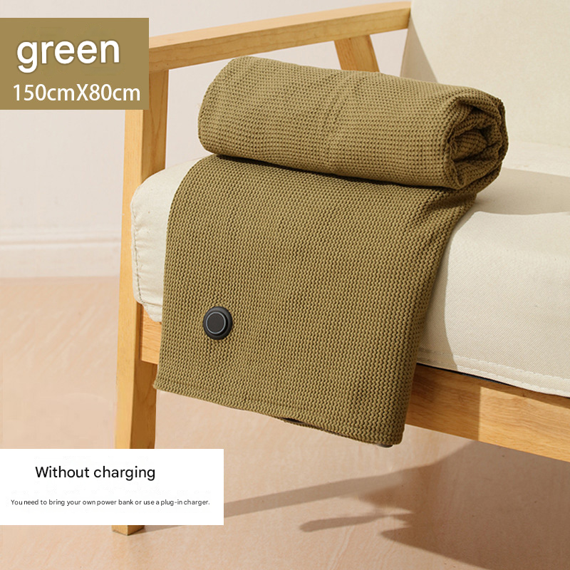 Green USB Heated Blanket Poncho - Rechargeable Electric Warming Shawl with Fast Heating and Multi Use Design - Image 1