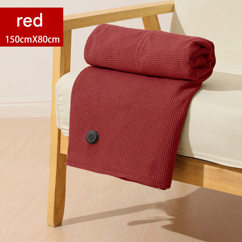 Red USB Heated Blanket Poncho - Rechargeable Electric Warming Shawl with Fast Heating and Multi Use Design - Image 1